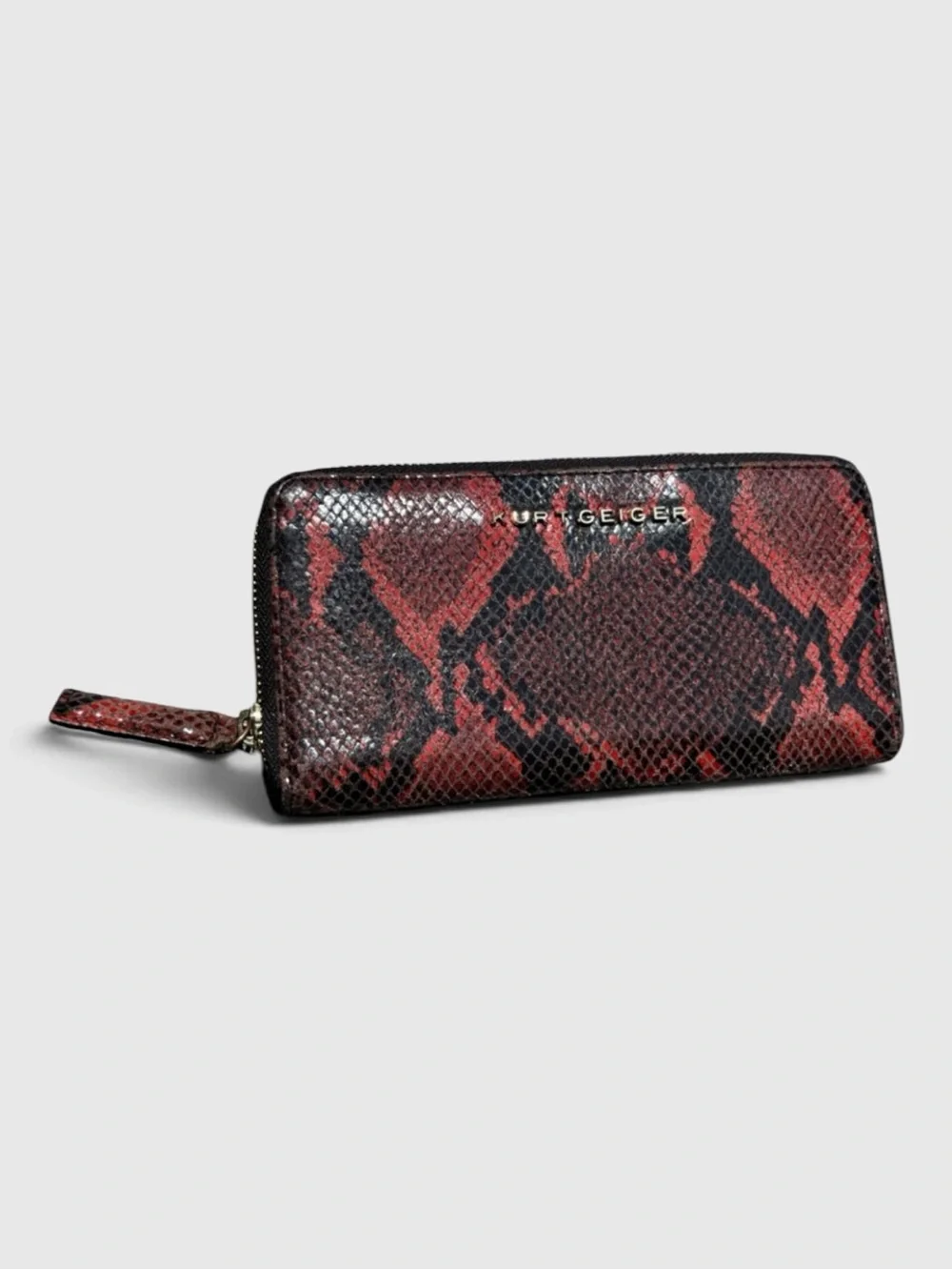 Kurt Geiger RARE Red and Black Snake-Print Long Wallet